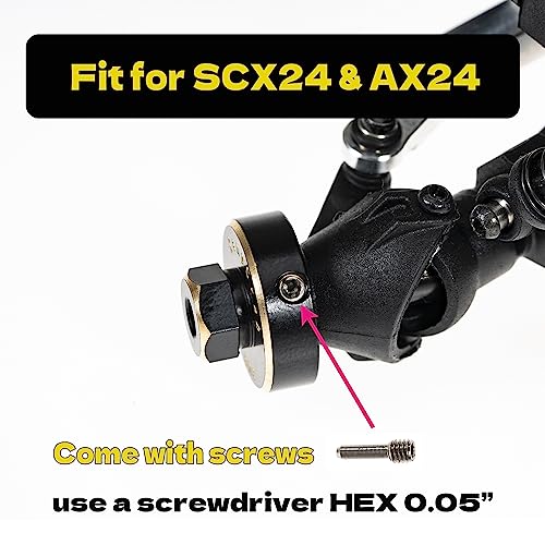 RampCrab Brass Hex Wheel Hub Extensions +5mm for SCX24 AX24 RC Crawler – Red