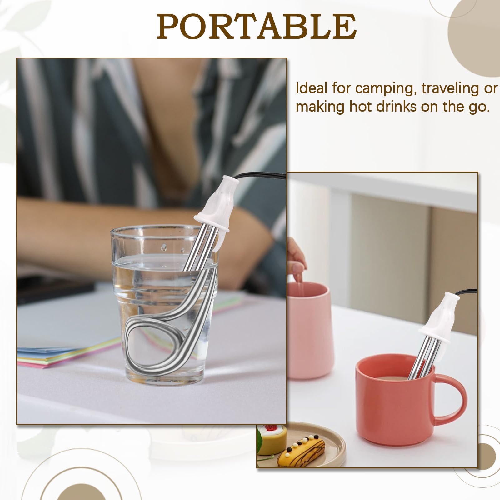 Raneped 300W Dual Voltage Immersion Water Heater – Portable for Travel, Camping, Coffee & Tea