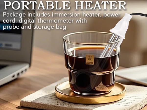 Raneped 300W Dual Voltage Immersion Water Heater – Portable for Travel, Camping, Coffee & Tea