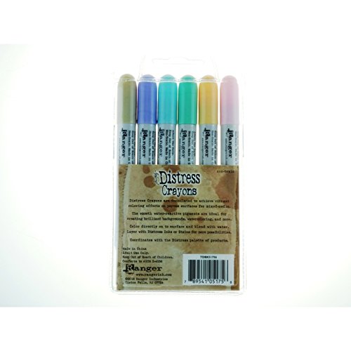 Ranger Tim Holtz Distress Crayon Set #5 - 6 Water-Reactive Crayons for Mixed Media