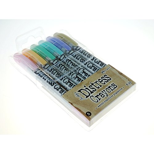 Ranger Tim Holtz Distress Crayon Set #5 - 6 Water-Reactive Crayons for Mixed Media