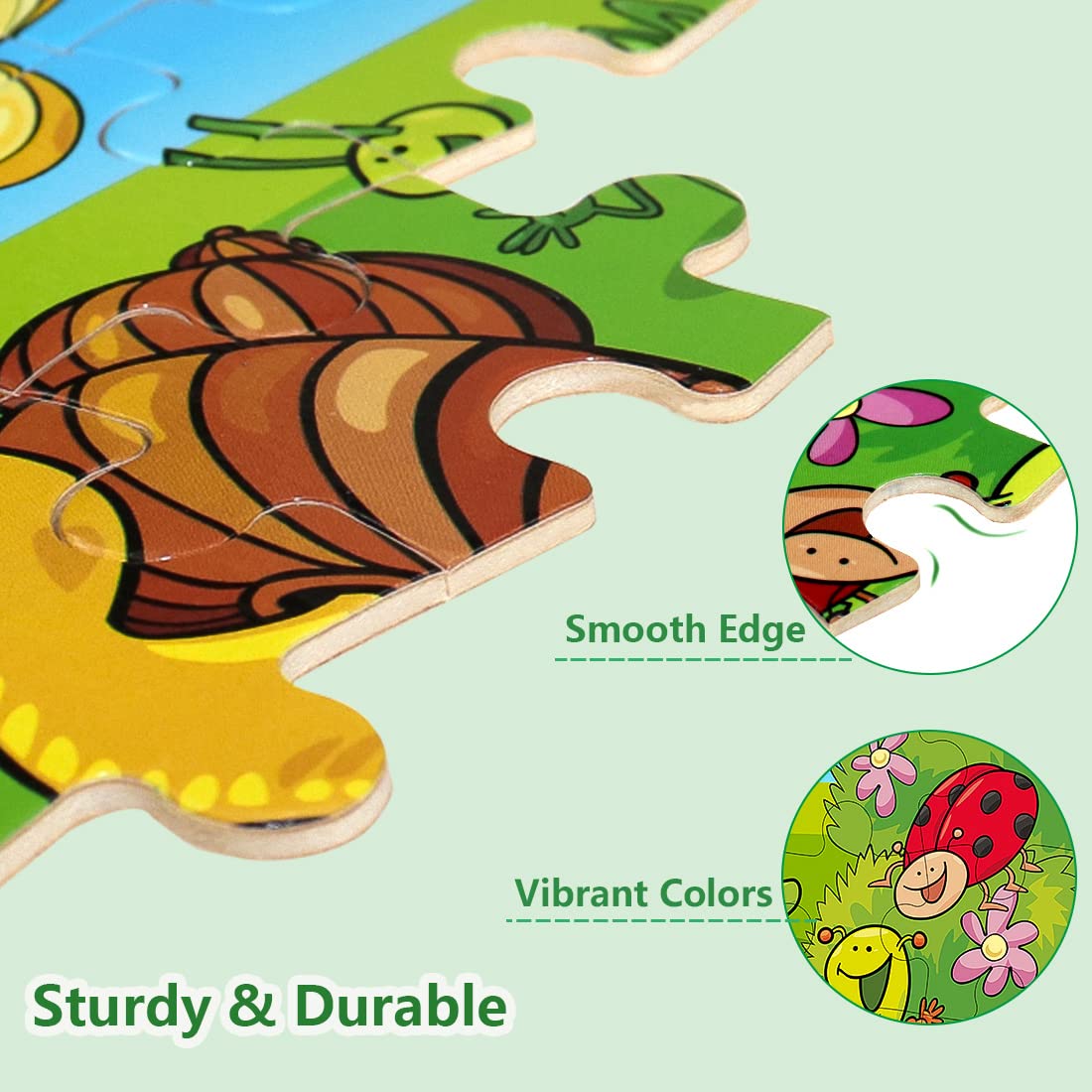 RANSUNN 6-Pack Wooden Puzzles for Kids Ages 3-5 – 24 Piece Jigsaw Puzzles (Under the Sea, Dinosaur, Safari, Insect, Transportation, Space)