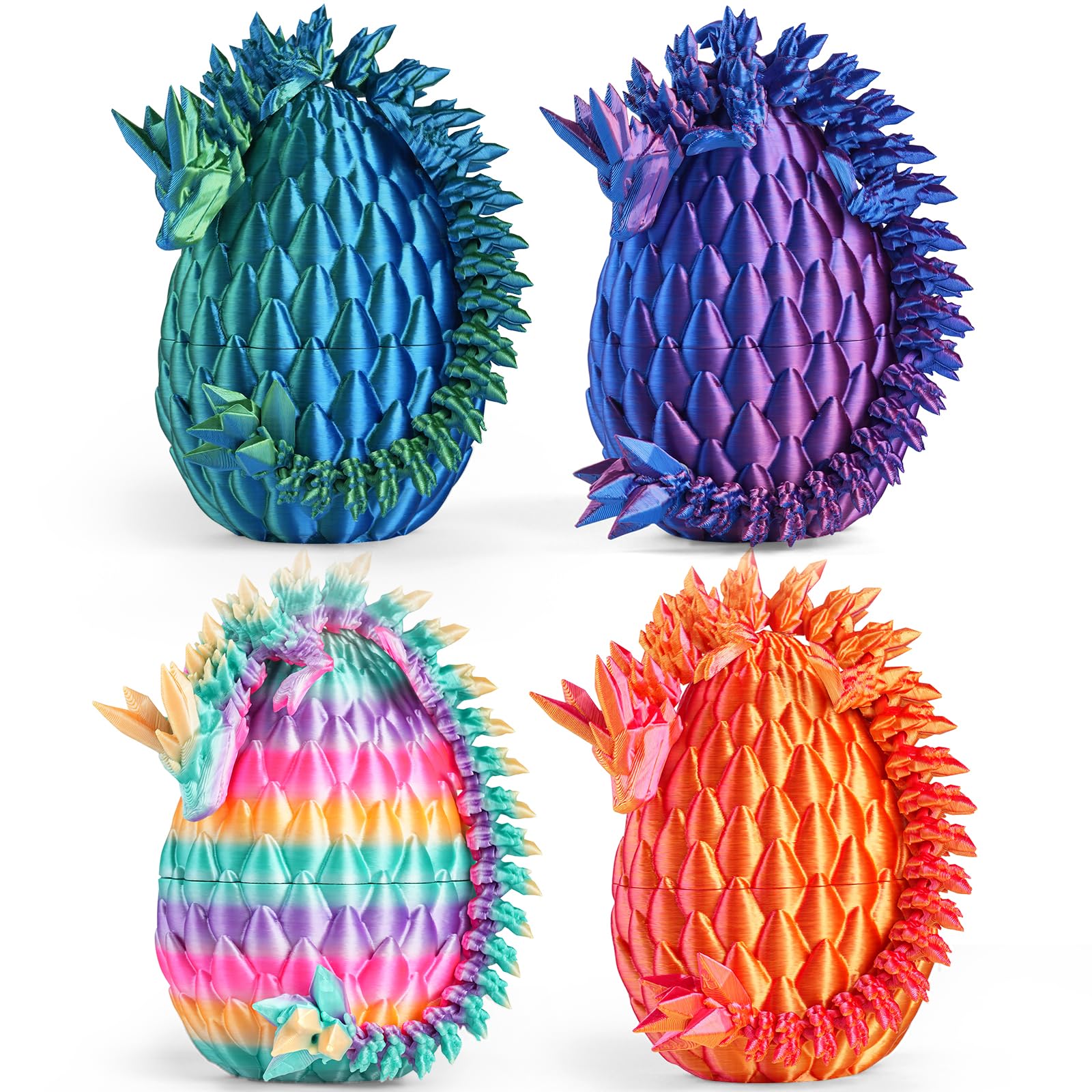 Rapean 8-Inch 3D Printed Dragon Eggs (4-Pack) – Easter Basket Stuffers for Kids and Teens