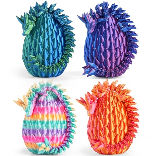Rapean 8-Inch 3D Printed Dragon Eggs (4-Pack) – Easter Basket Stuffers for Kids and Teens