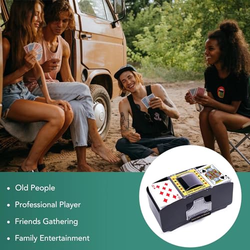 Rareidel Automatic Card Shuffler for 2 Decks – Battery Operated Electric Card Shuffling Machine for Poker, UNO, Blackjack & More