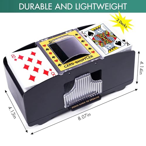 Rareidel Automatic Card Shuffler for 2 Decks – Battery Operated Electric Card Shuffling Machine for Poker, UNO, Blackjack & More