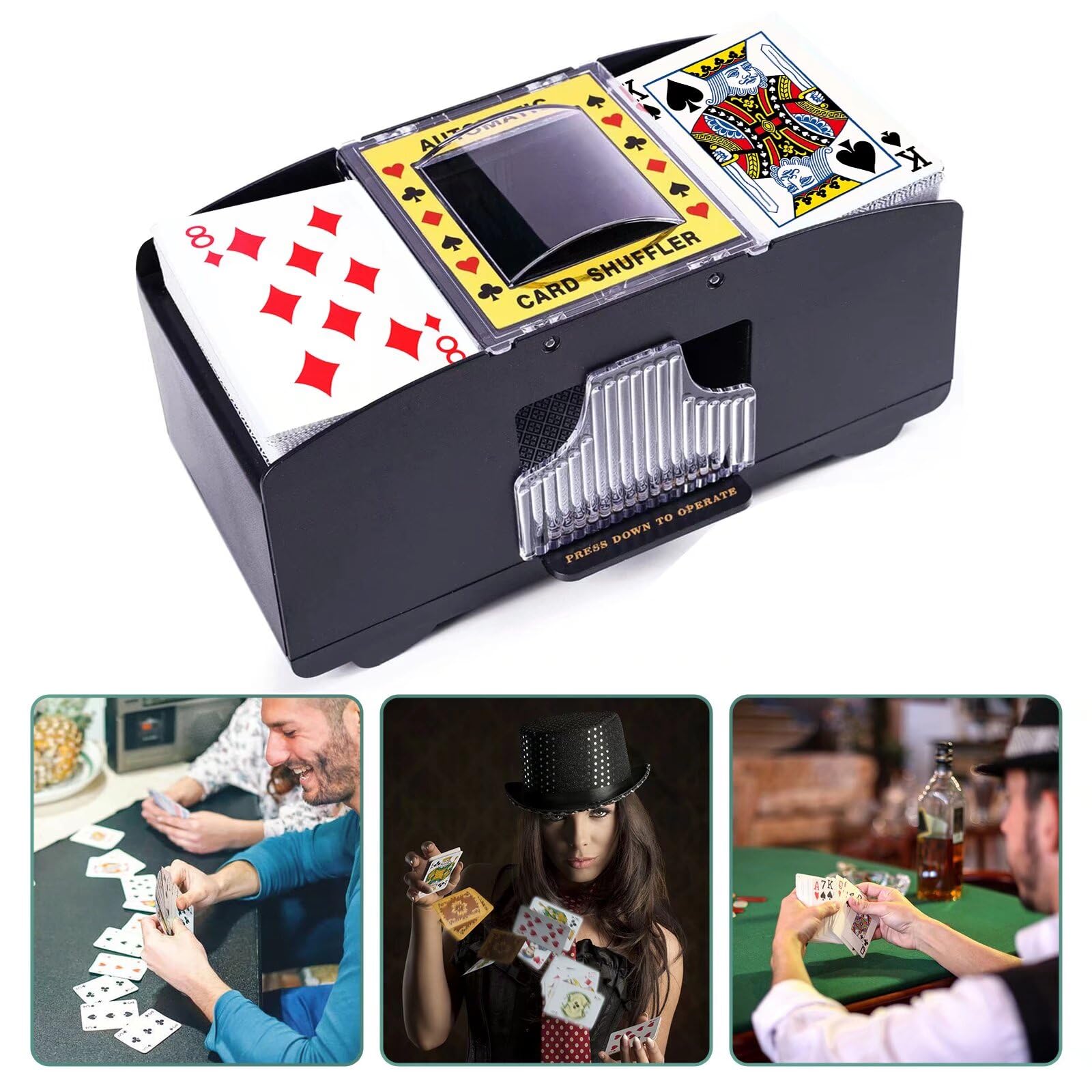 Rareidel Automatic Card Shuffler for 2 Decks – Battery Operated Electric Card Shuffling Machine for Poker, UNO, Blackjack & More