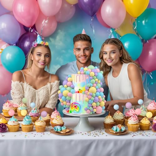 RASSLISA 113-Piece Colorful Ball Cake Picks - Pearl Cupcake Toppers for Parties