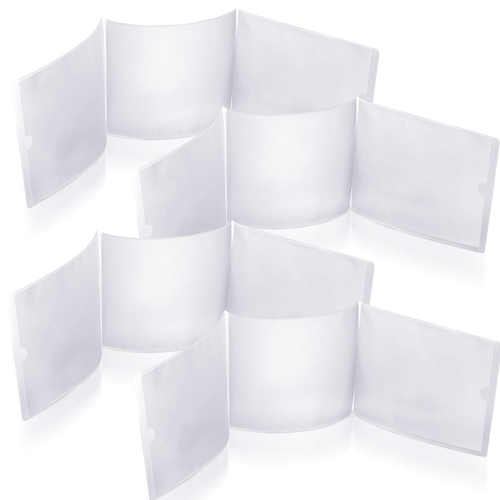 RattanView 8 Pack Clear PVC Mahjong Scorecard Protector Sleeves (6.3 x 5.2 inches) – Large Print Size, Foldable, Waterproof