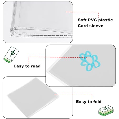 RattanView 8 Pack Clear PVC Mahjong Scorecard Protector Sleeves (6.3 x 5.2 inches) – Large Print Size, Foldable, Waterproof