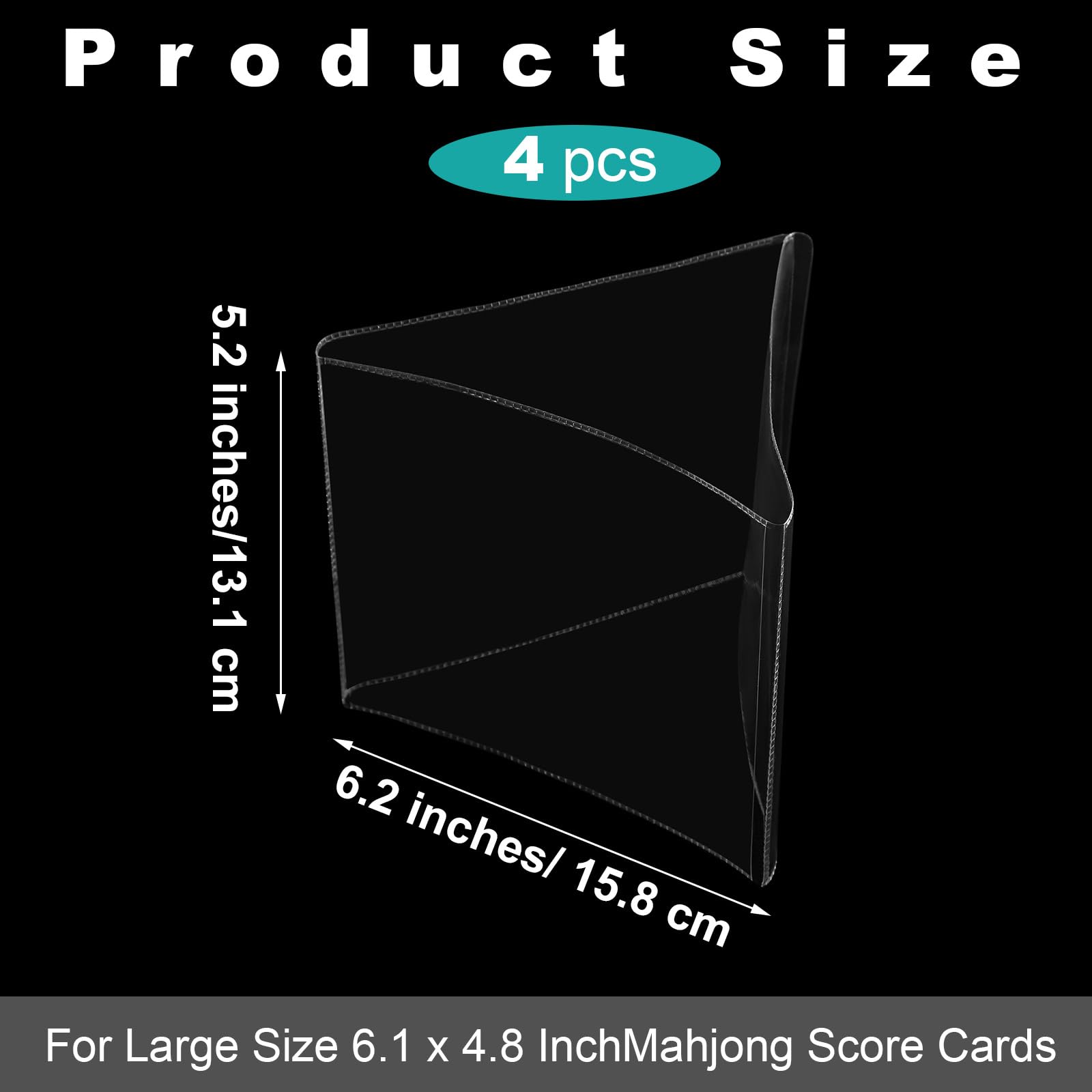 RattanView 8 Pack Clear PVC Mahjong Scorecard Protector Sleeves (6.3 x 5.2 inches) – Large Print Size, Foldable, Waterproof