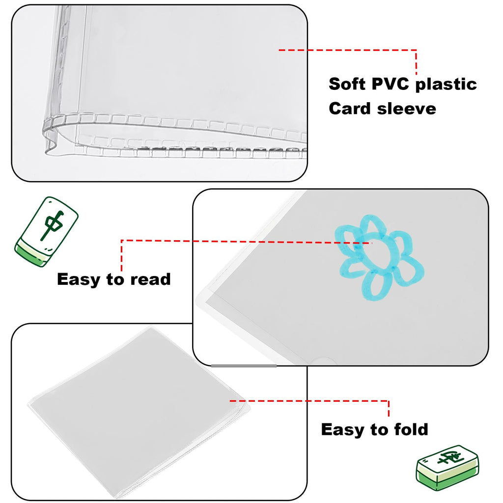 RattanView 8 Pack Clear PVC Mahjong Scorecard Protector Sleeves (6.3 x 5.2 inches) – Large Print Size, Foldable, Waterproof