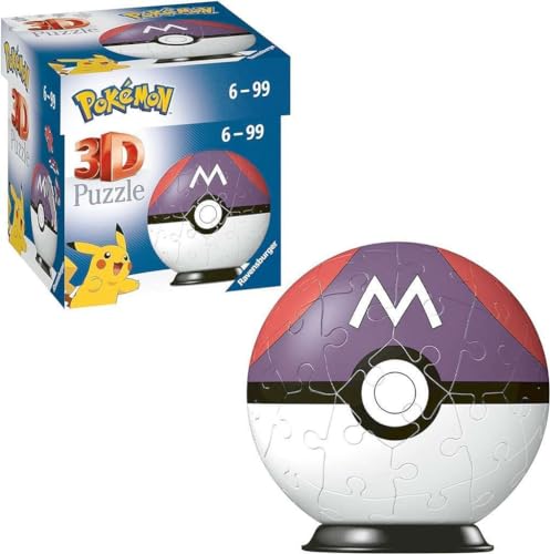 Ravensburger Pokémon Master Ball 3D Puzzle – 54-Piece Plastic Build with Stand