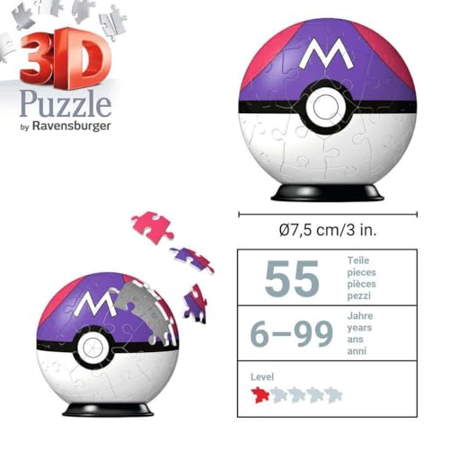 Ravensburger Pokémon Master Ball 3D Puzzle – 54-Piece Plastic Build with Stand