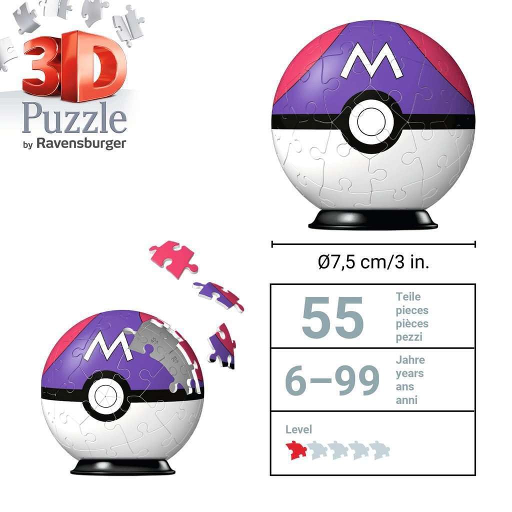 Ravensburger Pokémon Master Ball 3D Puzzle – 54-Piece Plastic Build with Stand