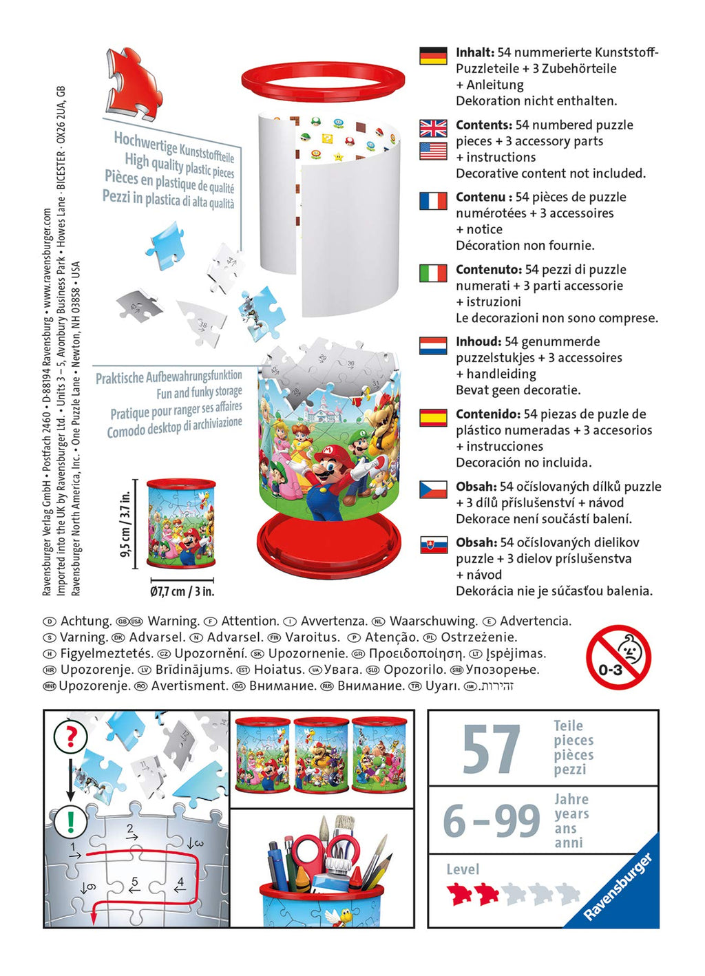 Ravensburger Super Mario Pencil Cup 3D Puzzle - Buildable Desk Organizer with 54 Pieces