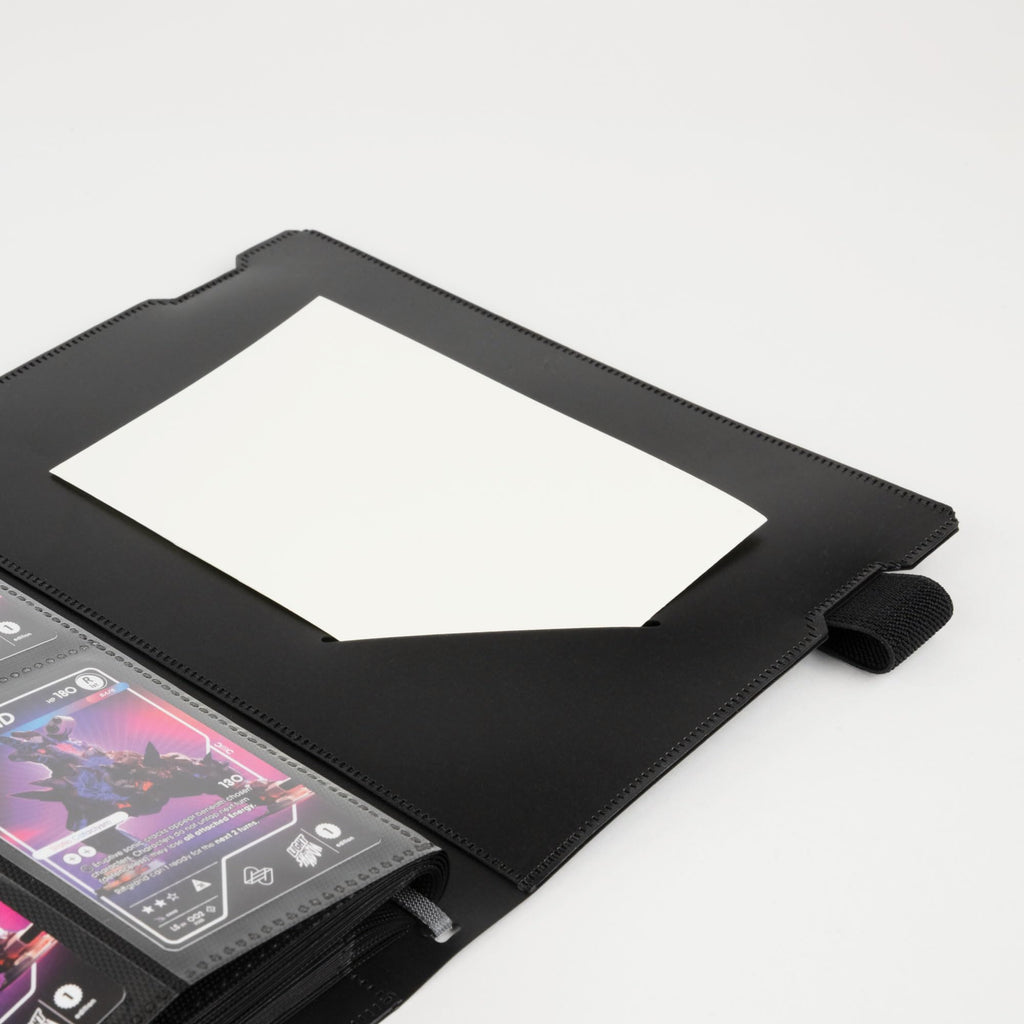 Raw2Rare FlexBinder160 - 4 Pocket Trading Card Binder with 160 Slots, Side-Loading Sheets, Elastic Band, Black