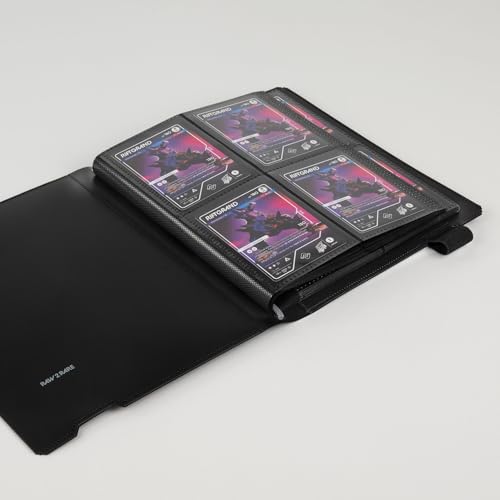 Raw2Rare FlexBinder160 - 4 Pocket Trading Card Binder with 160 Slots, Side-Loading Sheets, Elastic Band, Black