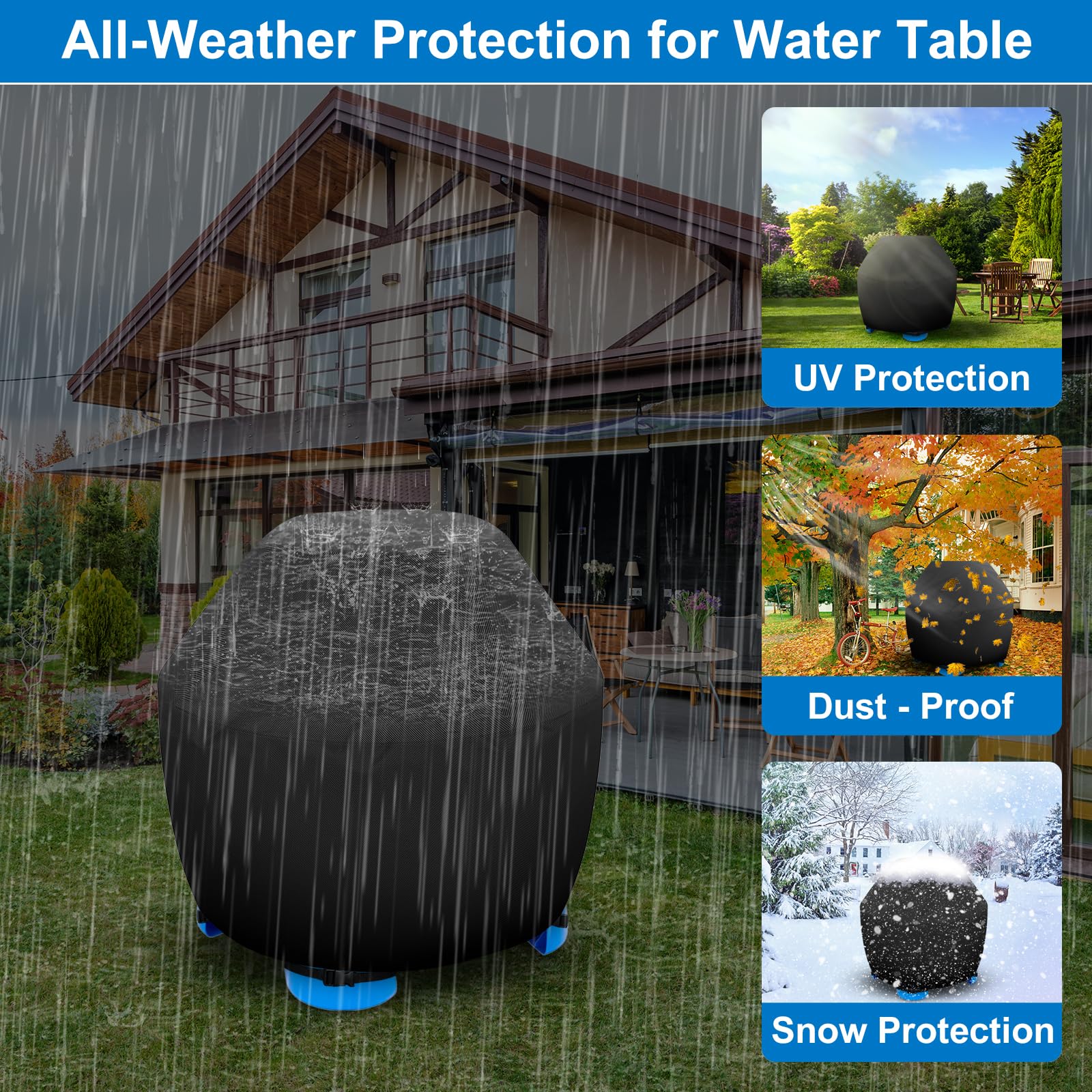 Raweao Water Table Cover – 34-Inch Round Protective Cover for Little Tikes Showers Splash Tower, Waterproof & Dustproof