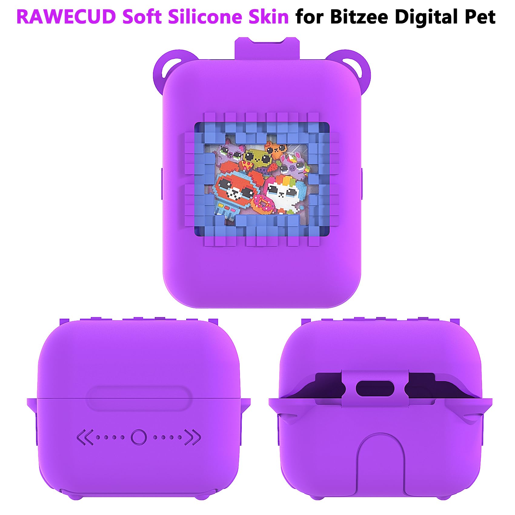 RAWECUD Silicone Case for Bitzee Original Digital Pet – Protective Cover with Lanyard (Purple)