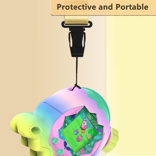 RAWECUD Silicone Case for Tamagotchi Paradise with Screen Protector and Lanyard, Rainbow