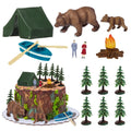 RAYNAG 13-Piece Camping Cake Topper Set with Tent, Trees, Bears, and Boat – Non-Edible Plastic Decorations for Forest Woodland Birthday Parties