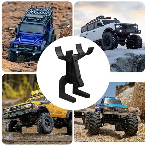 RC Car Wall Mount – Organize Your 1/14 to 1/24 RC Model and Transmitter, Prevents Tire and Shock Wear (Black)