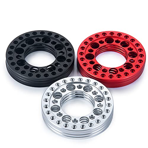 RCLIONS 4-Pack Aluminum 1.9" Beadlock Wheel Rim Rings for 1/10 RC Crawler (Silver)