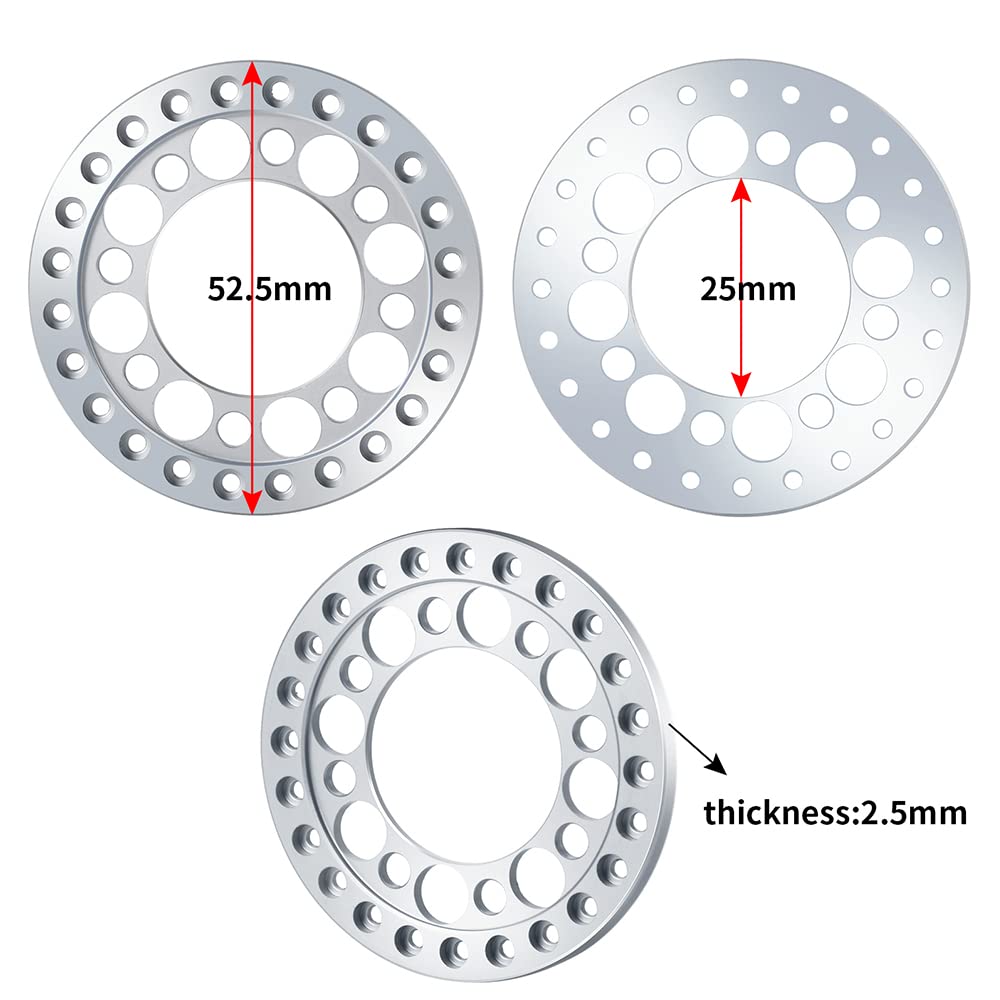 RCLIONS 4-Pack Aluminum 1.9" Beadlock Wheel Rim Rings for 1/10 RC Crawler (Silver)