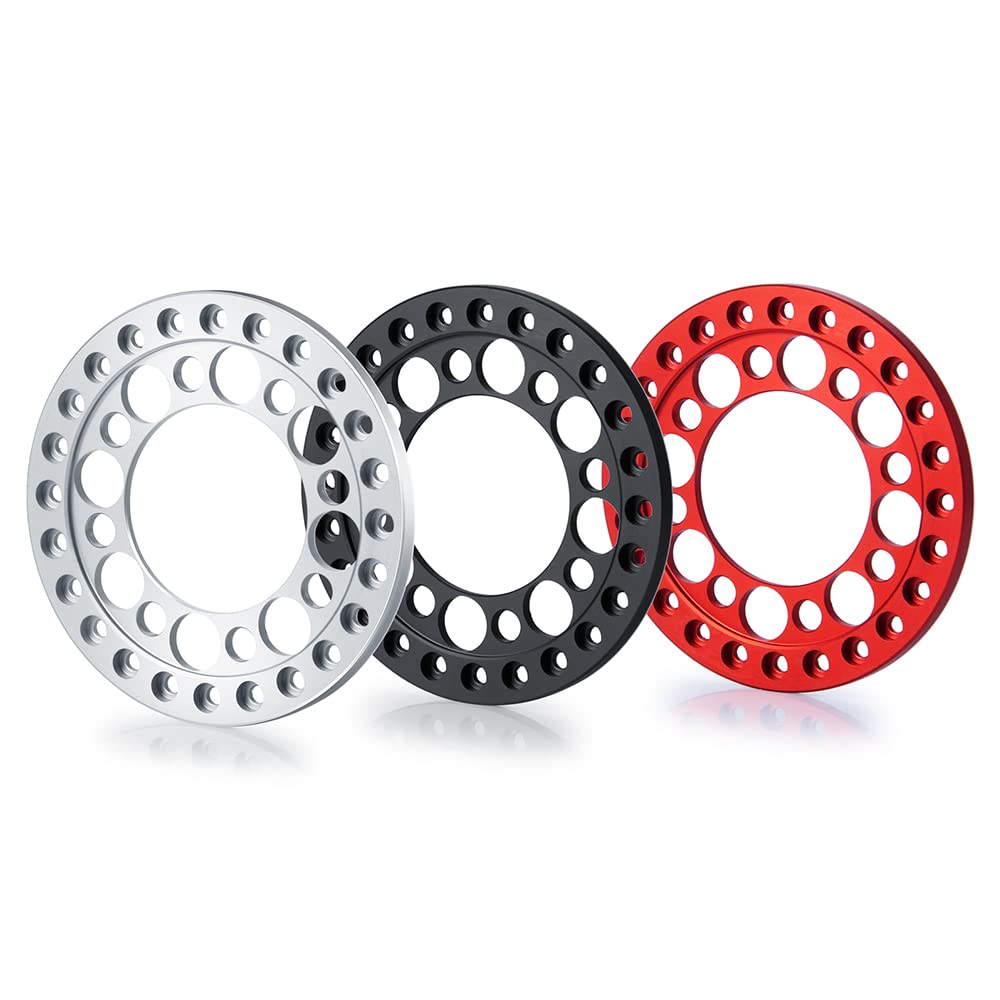RCLIONS 4-Pack Aluminum 1.9" Beadlock Wheel Rim Rings for 1/10 RC Crawler (Silver)