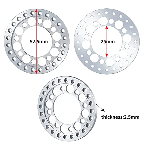RCLIONS 4-Pack Aluminum 1.9" Beadlock Wheel Rim Rings for 1/10 RC Crawler (Silver)