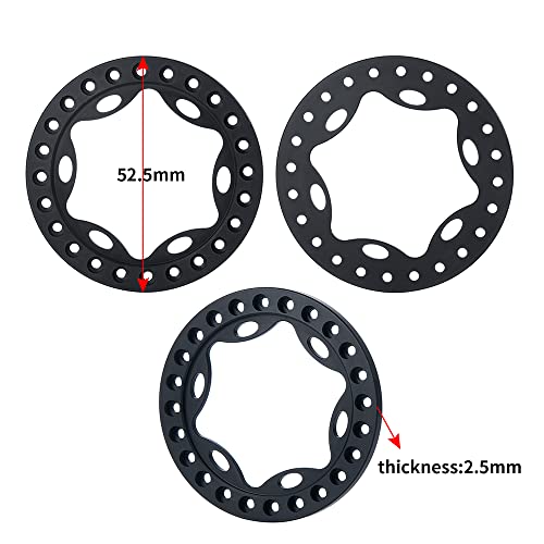 RCLIONS 4-Pack Aluminum 1.9-Inch Beadlock Wheel Rim Rings for 1/10 RC Crawler (Black)