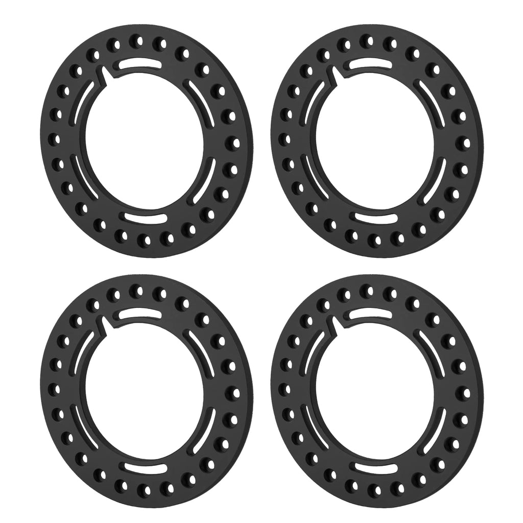 RCLIONS 4-Pack Aluminum 2.2 Inch Beadlock Wheel Rim Rings for 1/10 RC Crawler (Black)