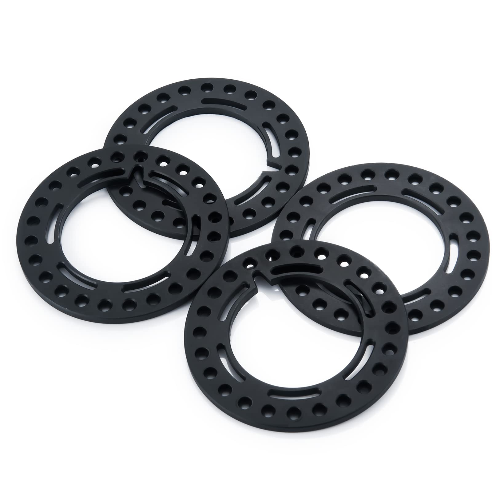 RCLIONS 4-Pack Aluminum 2.2 Inch Beadlock Wheel Rim Rings for 1/10 RC Crawler (Black)