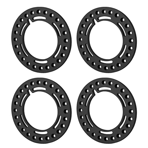RCLIONS 4-Pack Aluminum 2.2 Inch Beadlock Wheel Rim Rings for 1/10 RC Crawler (Black)