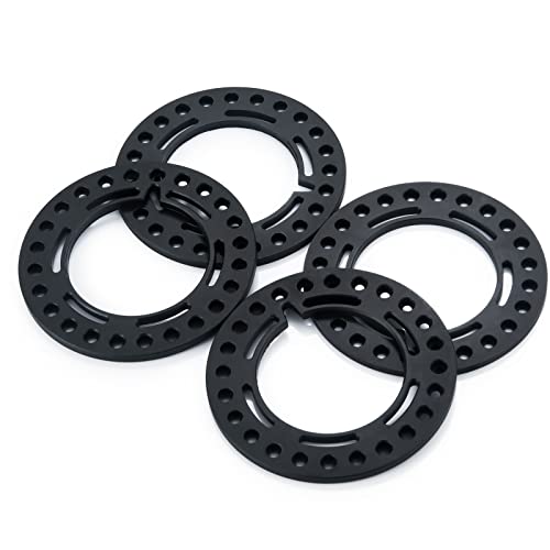 RCLIONS 4-Pack Aluminum 2.2 Inch Beadlock Wheel Rim Rings for 1/10 RC Crawler (Black)