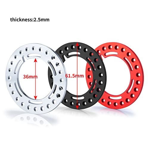 RCLIONS 4-Pack Aluminum 2.2 Inch Beadlock Wheel Rim Rings for 1/10 RC Crawler (Black)