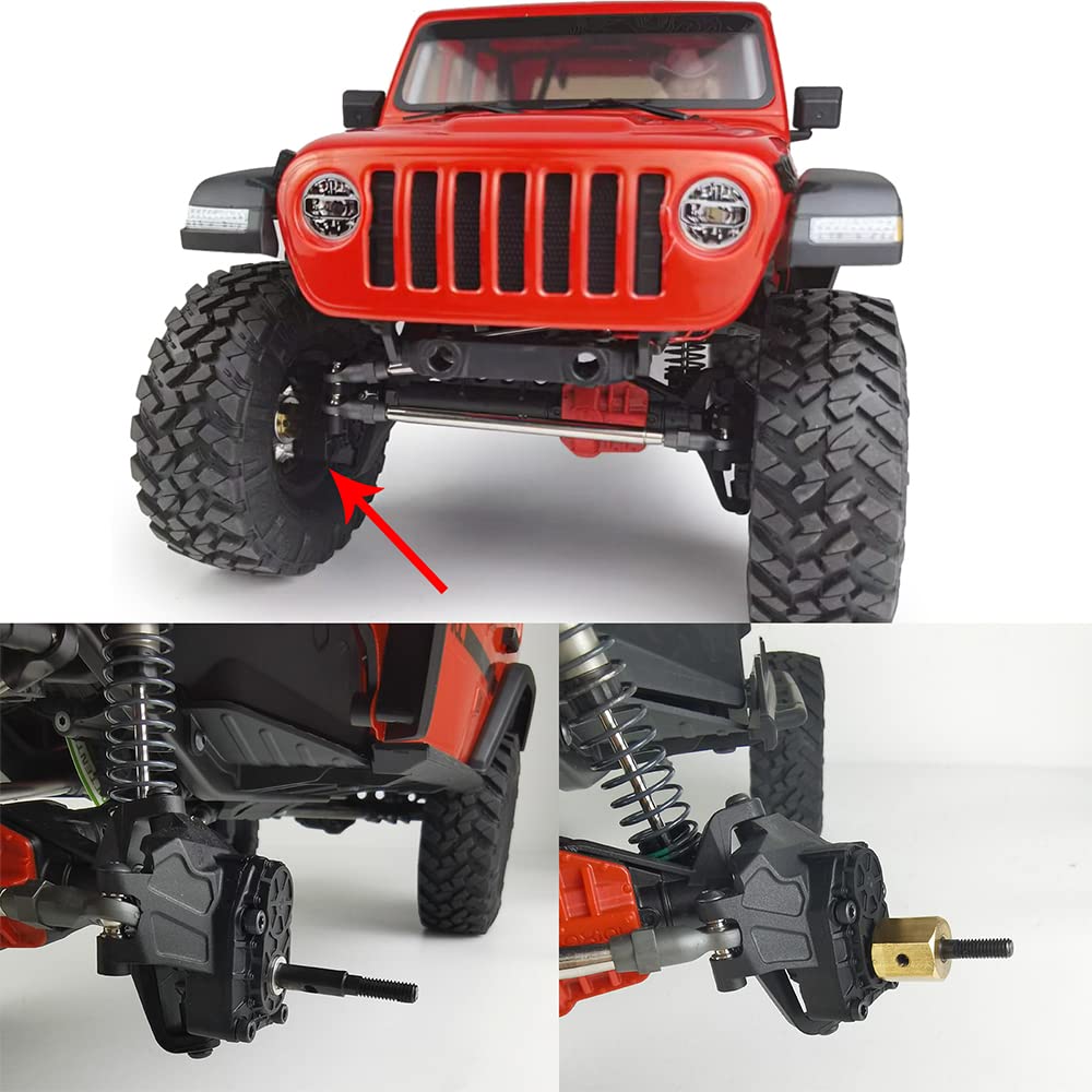 RCLIONS Brass Extended Wheel Hubs +13mm with Steel Stub Axle for Axial SCX10 III RC Crawler Upgrades