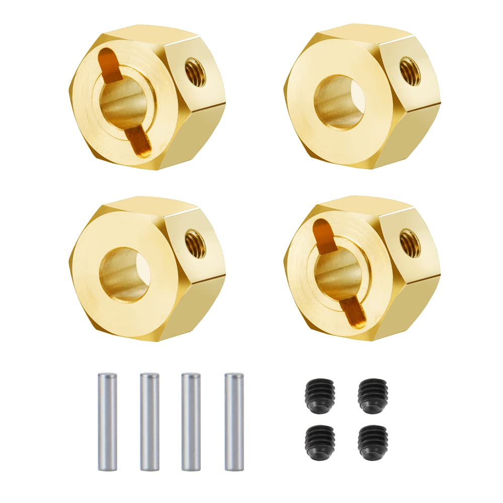 RCLions Brass Wheel Hex Hub Adapter 8mm for Redcat GEN8 1/10 RC Crawler - 12mm Hex Size