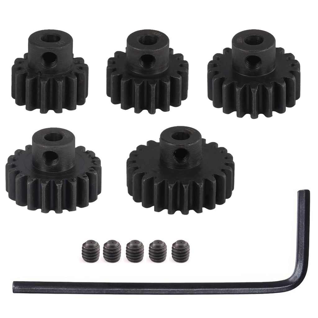 RcThjia 0.8M Hardened Steel Pinion Gear Set 14T-22T with Hex Key for RC Motors