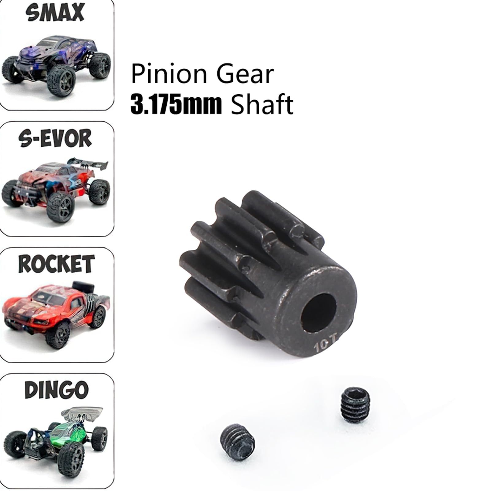 RcThjia 0.8M Hardened Steel Pinion Gear Set 14T-22T with Hex Key for RC Motors