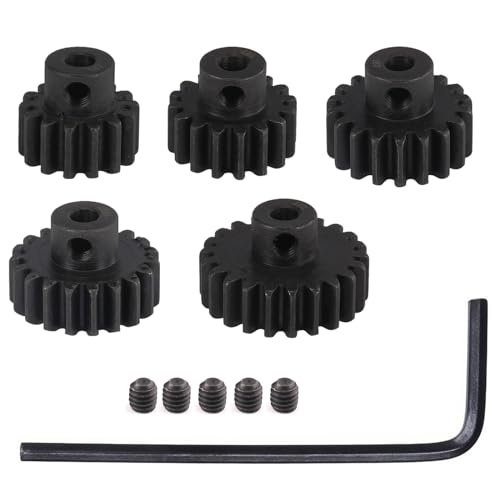 RcThjia 0.8M Hardened Steel Pinion Gear Set 14T-22T with Hex Key for RC Motors