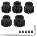 RcThjia 48P Hardened Steel Pinion Gear Set (5pcs) 16T-20T with Hex Key for RC Motor Shaft 3.175mm
