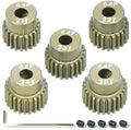 RcThjia 5-Piece 64P Aluminum Pinion Gear Set 21T-25T for 1/10 RC Cars – 3.175mm Shaft, Includes M4 Screws and Hex Key
