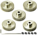 RcThjia 5Pcs 48P Aluminum Alloy Pinion Gear Set 3.175mm 33T-37T for 1/10 RC Cars, with M4 Screw and Hex Key