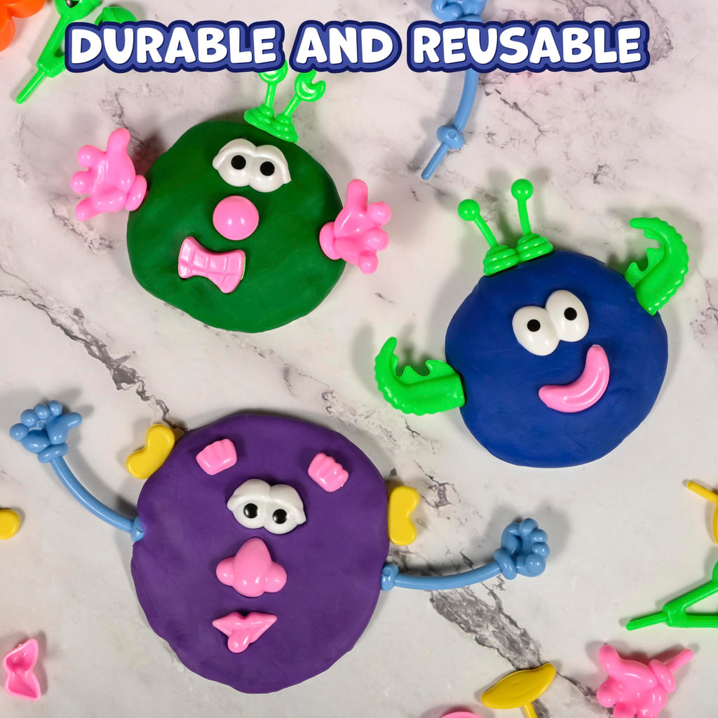 READY 2 LEARN 52-Piece Dough Character Accessories: 21 Shapes for Playdough Animals & Stories