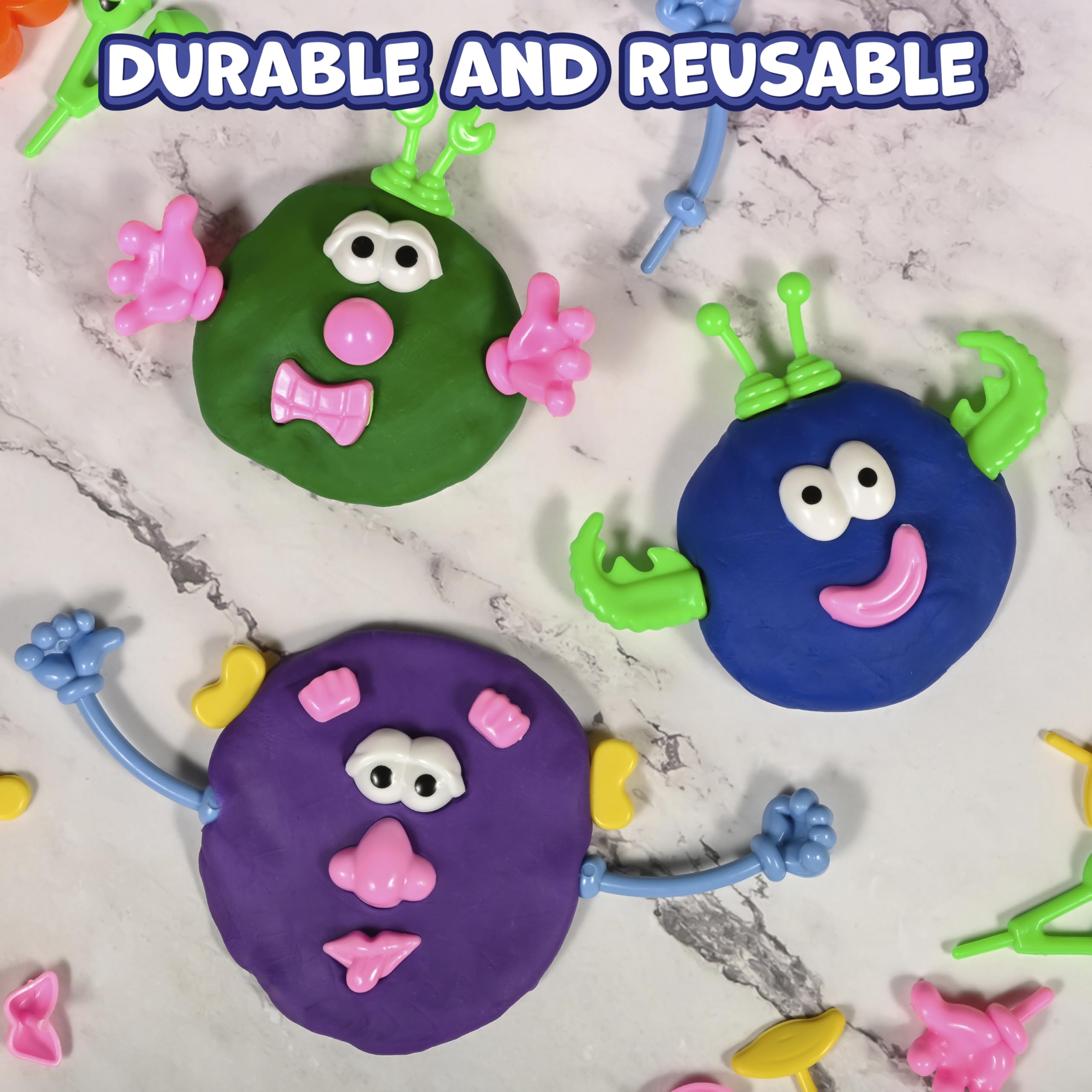 READY 2 LEARN 52-Piece Dough Character Accessories: 21 Shapes for Playdough Animals & Stories