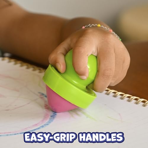 READY 2 LEARN Easy Grip Crayons - 6 Non-Toxic Colors, Palm-Grasp, Refillable, for Ages 18m+