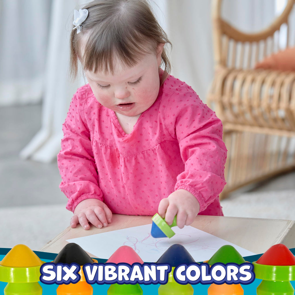 READY 2 LEARN Easy Grip Crayons - 6 Non-Toxic Colors, Palm-Grasp, Refillable, for Ages 18m+