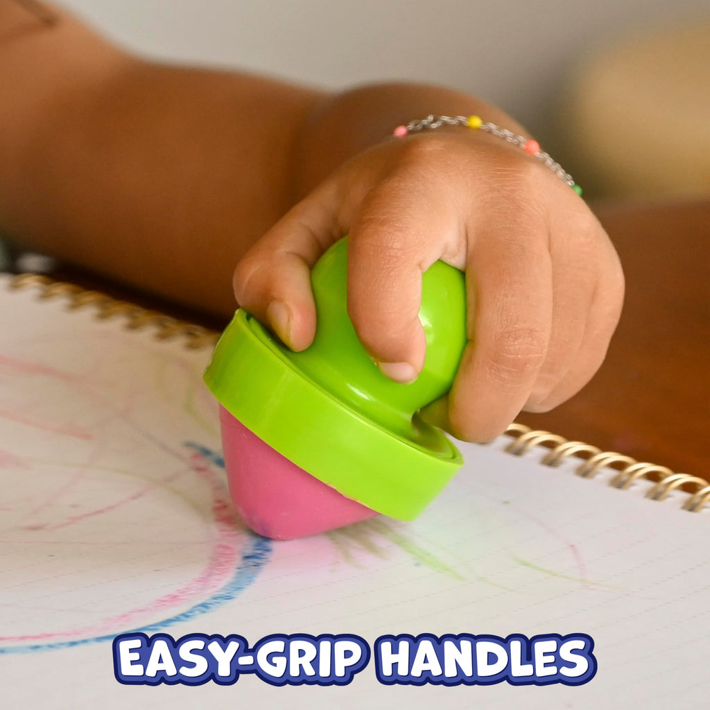 READY 2 LEARN Easy Grip Crayons - 6 Non-Toxic Colors, Palm-Grasp, Refillable, for Ages 18m+